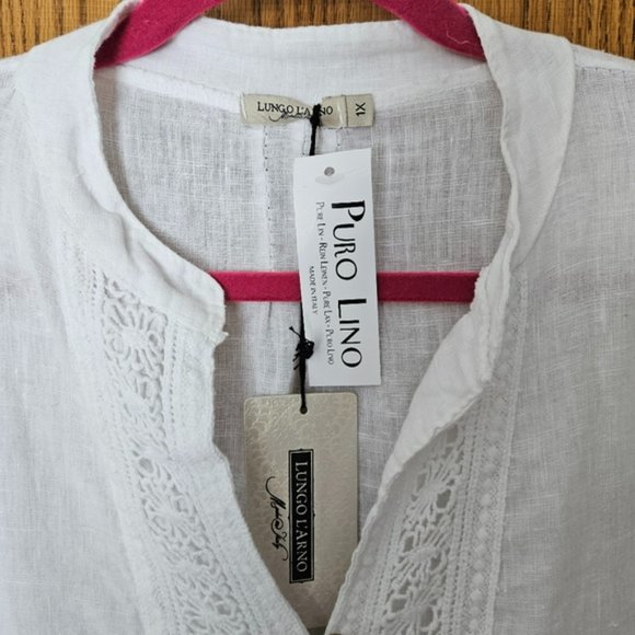 NWT LUNGO L'ARNO White Linen Tunic size 1X - Picture 6 of 9